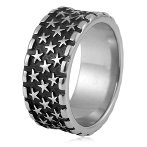 Anillo de Acero de Titanio con Patrón de Estrellas, Joyería de Moda para Mujer, Regalo, Diseño Geométrico, Banda de Acero Inoxidable, Estilo Punk Retro Elegante - Product Image 1