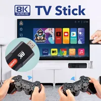 X2 Plus USB 2.0 Dual System TV Game Stick 8K Console de jeux vidéo rétro avec manette sans fil 64G pour plus de 30000 jeux pour PSP Cadeau