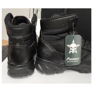 Botas tácticas ligeras de cuero de vaca de grano completo con cremallera lateral para senderismo en exteriores, modelo TSA03, ideales para clima cálido de verano. - Product Image 3