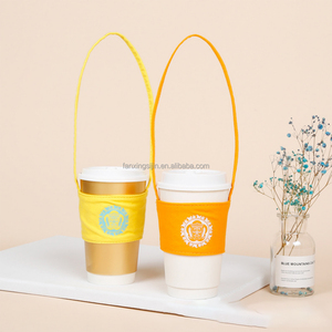 แขนแก้วกาแฟผ้าฝ้ายแบบใช้ซ้ำได้แขนถ้วยสำหรับใส่กาแฟผ้าคอตตอนใช้ซ้ำโลโก้ได้ - Product Image 1