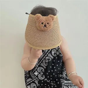 קיץ להפשיל UV הגנת ילדים Visor כובע עם רחב ברים חוף תינוק שמש כובע קש