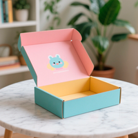 Boîte d'expédition en carton ondulé bleu bébé personnalisée, pliable, avec lamination mate et gaufrage, recyclable, emballage de produits cadeaux