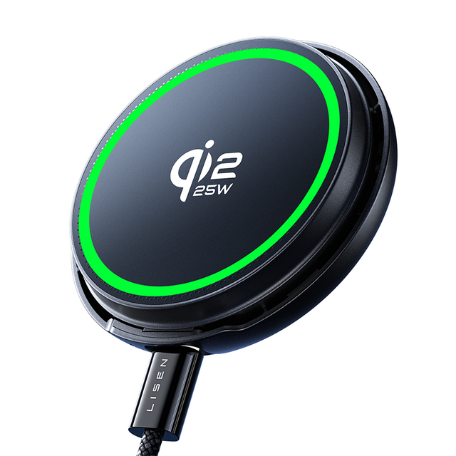 LISEN Fast Wireless Charging Pad 25W Qi2 Magnetic Charger Stand with Cooling Fan 36W Power Adapter for iPhone 17 16 15 Series