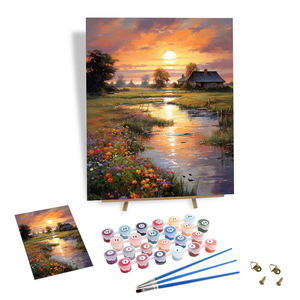 Kit <span class=keywords><strong>de</strong></span> <span class=keywords><strong>Peinture</strong></span> par Numéros DIY - <span class=keywords><strong>Coucher</strong></span> <span class=keywords><strong>de</strong></span> <span class=keywords><strong>Soleil</strong></span> sur un Village au Bord d'un Ruisseau - <span class=keywords><strong>Peinture</strong></span> <span class=keywords><strong>Acrylique</strong></span> Personnalisée sur Toile - Décoration d'Intérieur - Product Image 1