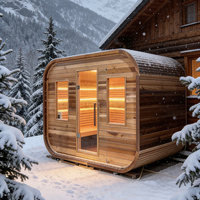 Ruang Sauna Kubus Luar Ruangan Triunity Red Cedar Inframerah Jauh yang Besar dan Kompak dengan Pemanas Listrik 9KW untuk Relaksasi Uap Kering