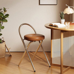 Modern Minimalist Foldable Metal bar <b>Stool</b> Home Use Living Room <b>Vintage</b> Designer-style Dining Chair - Product Image 2
