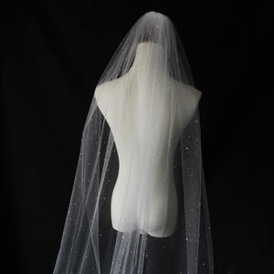 Bonne qualité Xinmeiji V502 monocouche étoilé brillant goutte d'eau haute transparence <span class=keywords><strong>voile</strong></span> de mariée longue queue église voyage photographie Outdoo - Product Image 5