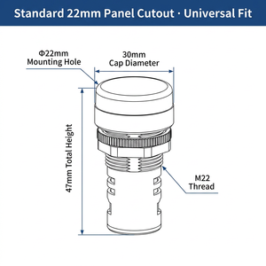 Luces indicadoras de plástico AD16-22 de 28V CC, 380V, 110V, mini 12V, 220V CA para tablero marino y caja de distribución, carcasa PA66 - Product Image 4