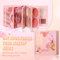 Palette de maquillage visage 6-en-1 facile à appliquer, longue tenue, naturelle : fard à paupières, gloss à lèvres, illuminateur, blush, gel contour, gel sourcils, poudre visage