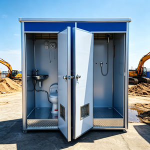 Toilettes portables économiques <span class=keywords><strong>avec</strong></span> structure en acier, panneaux sandwich en acier coloré, toilettes mobiles extérieures <span class=keywords><strong>avec</strong></span> lavabo pour le camping - Product Image 1