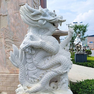 Escultura de Dragón Chino de Mármol para Jardín de Arte Tradicional Oriental - Product Image 4