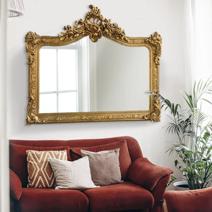 Pháp phong cách tường gỗ khắc gương đầy đủ chiều dài lớn trang trí vòm vàng cổ điển khung đứng cổ sàn gương - Product Image 1