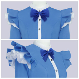 Disfraz de Cosplay de colegiala, vestido azul, talla M, con lazo, tocado, joyería, faja, conjunto de falda para mujer - Product Image 4