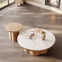 Table basse de salon de luxe créative, ronde, design haut de gamme, table à thé pour la maison, table en bois pour villa