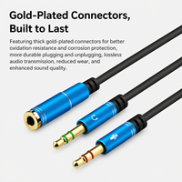 Câble Répartiteur Audio 3,5 mm Femelle vers Double Mâle, Adaptateur Casque et Micro 2-en-1, Plaqué Or, Blindage Tressé, Boîtier en PVC et Aluminium, PC
