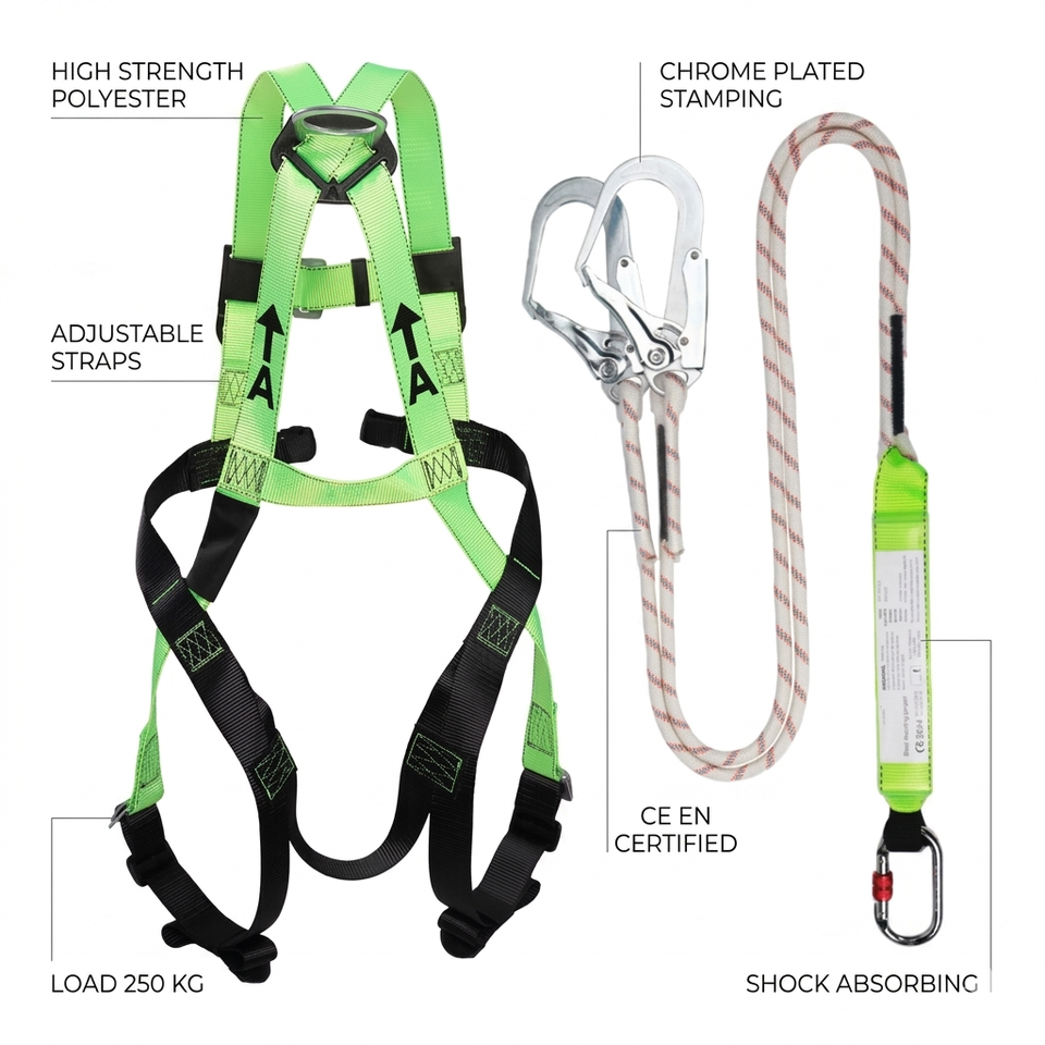 CE EN361 Full Body Fall Arrest Harness Double Lanyard Polyester ...