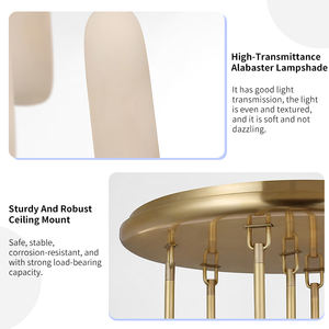 Lustre moderne en albâtre, décoration d'escalier d'hôtel de luxe, cascade de tubes en pierre naturelle, laiton, LED, Formosa, suspension à 7 lumières - Product Image 3