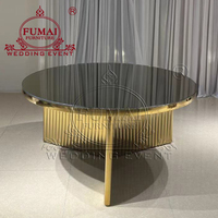 Table de réception pour mariage, hôtel, banquet, événement, avec base en acier inoxydable doré