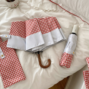 <span class=keywords><strong>Parapluie</strong></span> à motif <span class=keywords><strong>tartan</strong></span> japonais à la mode <span class=keywords><strong>Parapluie</strong></span> de pluie pliable compact à ouverture automatique et à fermeture UV pour adultes - Product Image 4