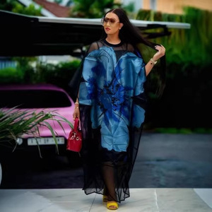 <span class=keywords><strong>Tunica</strong></span> Elegante da <span class=keywords><strong>Donna</strong></span> Africana, Europea e Americana <span class=keywords><strong>Taglie</strong></span> <span class=keywords><strong>Forti</strong></span>, in Organza con Motivo Geometrico e Orlo a Balze, per il Commercio Transfrontaliero in Africa - Product Image 4