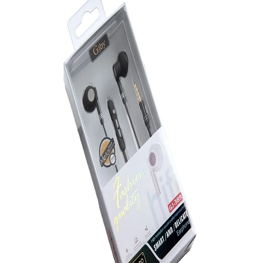 Preço de fábrica gj389 1.2m comprimento no ouvido 3.5mm tom de metal com fio fone de ouvido com trigo