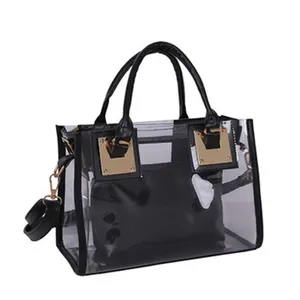 AZB066 Nieuwe Collectie Hot Sales 2 In 1 Vierkante Vorm Transparante Tpu Materiaal Draagtas En Kleine Pouch Crossbody Tas voor Vrouwen