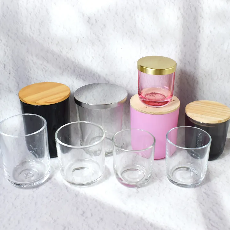 LZ luxury wedding decorative stemless round bottom heat resistant glass colorful custom painting candle jar