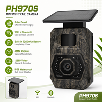 Mini caméra de surveillance solaire WiFi IP66 étanche 48MP avec vision nocturne 65 pieds PH970S, caméra infrarouge pour la faune pour l'observation extérieure