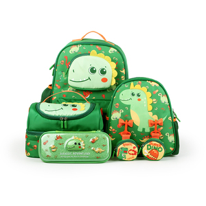 Supercue防水ファッション漫画ジッパー子供用スクールバックパックランチバッグとペンシルケース4-in-1セット - Product Image 1