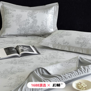 Hongchang Ice <b>Silk</b> Mat Three-Piece Set 1.5m 1.8m Bed Cooling Antibacterial Anti-mite Summer Foldable - Product Image 3