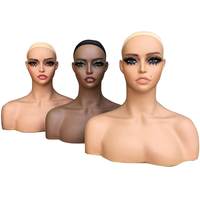 Vente en gros de tête de mannequin femme réaliste en PVC de haute qualité tête de mannequin de présentoir réglable avec épaule pour présentoir à perruques