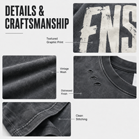 T-shirt Oversize Vintage Personnalisé Délavé à l'Acide, Imprimé Lettres Vieillies, Effet Usé avec Trous, Style Streetwear Déstructuré, Tee-shirt Décontracté et Robuste