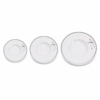 Melamin Runder Teller Weiß Glänzend Botanisches Blumenmuster Elegantes Design Lebensmittelsicher Unzerbrechlich für Tee Essen Zuhause Küche