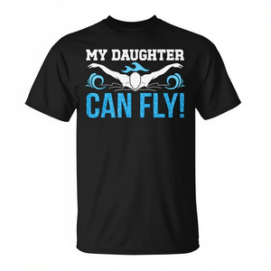 Camiseta My Daughter Can Fly Swim Mom para adultos, unisex, cuello redondo, manga corta, impresión digital, deportes y juegos - Product Image 2