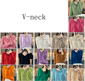Áo len nữ cổ <span class=keywords><strong>V</strong></span> dệt kim 100% cashmere, dáng rộng, màu trơn, thu/đông, size S-XXL, mẫu mới - Product Image 3