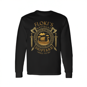 Camiseta de manga larga con diseño de barco vikingo Kattegat de Flokis Shipyard, edición estilo Oseberg - Product Image 2