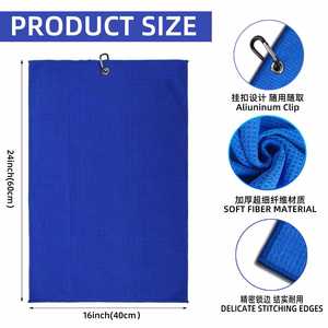 Serviette de golf en microfibre gaufrée en fibres ultrafines, personnalisée, promotionnelle, pour le baseball et le sport, avec mousqueton - Product Image 2