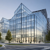 Système de mur-rideau en aluminium et verre architectural avec panneaux trempés pour façades de bâtiments commerciaux de grande hauteur - Exportation