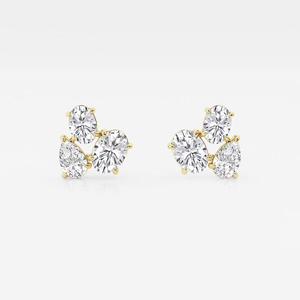 Elegantes Pendientes de Diamantes Cultivados en Laboratorio con Mosaico Ovalado y en Forma de Pera de 1 ¾ Quilates, con un Brillo Radiante, Joyería de Lujo Ética - Product Image 5