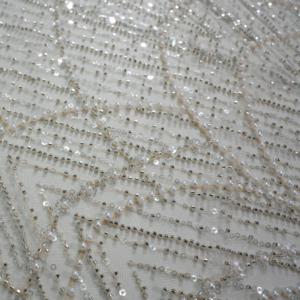 Sang Trọng Nặng <span class=keywords><strong>Polyester</strong></span> Grand Đính Cườm Vải Thêu Sequin Cho Đám Cưới Dệt Kim Căng Sheer Thêu Vải Cho Váy - Product Image 1