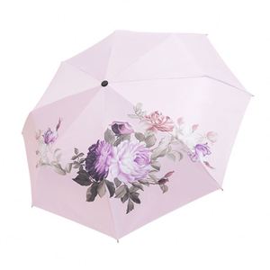 Parapluie pare-soleil automatique, protection UV, design pliable avec motif de fleurs de pivoine - Product Image 6