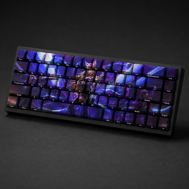 LOL K/DA Ahri Custom 68 Key PBT Dye Sublimation Keycap Set Cherry Profile for Gaming Mechanical Keyboard