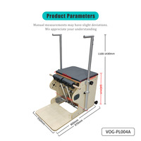 Chaise Wunda professionnelle en érable - Conception stabilisatrice réglable pour les séances de Pilates en salle de sport/studio - Marque VOG - Modèle VOG-PL004A