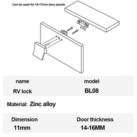Serrure d'armoire RV sans clé avec loquet à bouton à poignée en arc pour tiroir de cuisine et porte d'armoire pour utilisation en cuisine