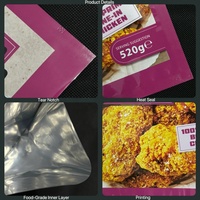 Sachet métallisé imprimé sur mesure à trois soudures latérales, qualité alimentaire, pour frites surgelées, poulet frit, prêt à l'emploi en friteuse à air, emballage pour stockage longue durée en congélateur