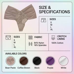 Nuovo Design 2026 Elegante Perizoma da <span class=keywords><strong>Donna</strong></span> a Vita Media con Dettagli in Pizzo Trasparente Arricciato, Fiocco e Anello Decorativo, Fascino Romantico - Product Image 5