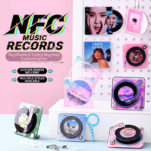 Porte-clés en acrylique NFC, mini <span class=keywords><strong>CD</strong></span>, disque vinyle personnalisé, porte-clés musical, mini album DIY, cadeau - Product Image 3