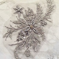 Applique en dentelle perlée multicolore lourde, broderie de sequins, sans adhésif, pour scène de mariage, costume ethnique, DIY
