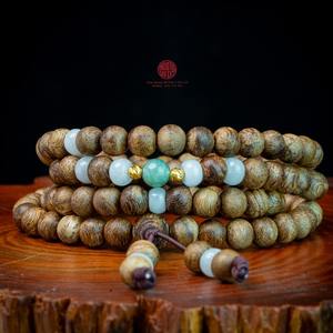 Pulsera Mala de 108 Cuentas de Agarwood Natural Premium de 6mm, Madera de Oud Auténtica Mezclada con Detalles de Jade - Product Image 4