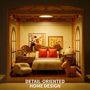 Kit <span class=keywords><strong>de</strong></span> construction <span class=keywords><strong>de</strong></span> miniatures 4-en-1 avec lumières LED, <span class=keywords><strong>maison</strong></span> miniature DIY, <span class=keywords><strong>maison</strong></span> <span class=keywords><strong>de</strong></span> <span class=keywords><strong>poupée</strong></span>, jouet éducatif pour enfants et adultes, décoration intérieure - Product Image 2